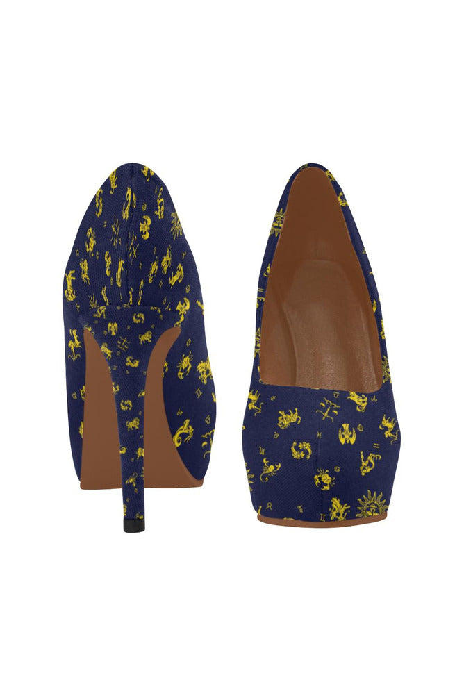 Zodiac Blue & Gold Women's High Heels - Objet D'Art Online Retail Store
