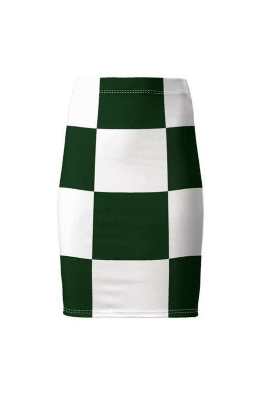 Emerald Green Checkered Pencil Skirt - Objet D'Art