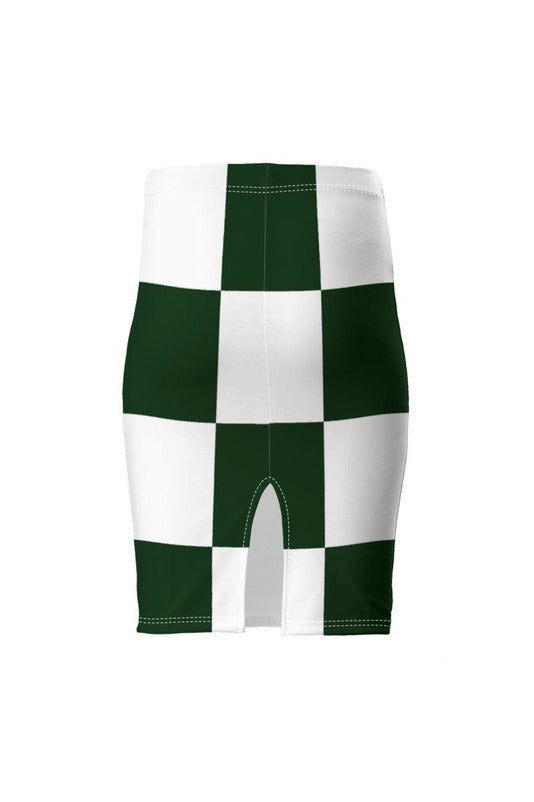 Emerald Green Checkered Pencil Skirt - Objet D'Art