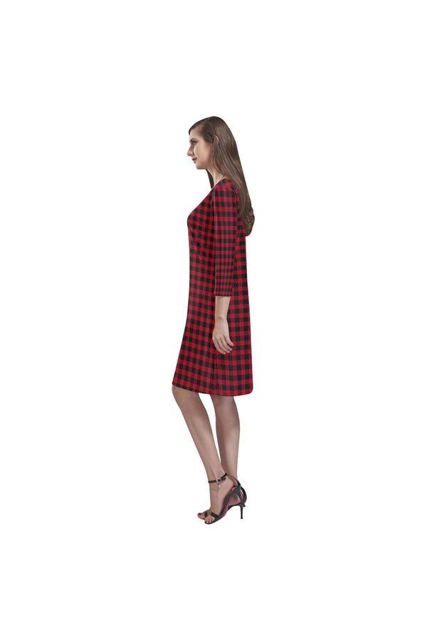 Checker Red Black Rhea Loose Round Neck Dress(Model D22) - Objet D'Art