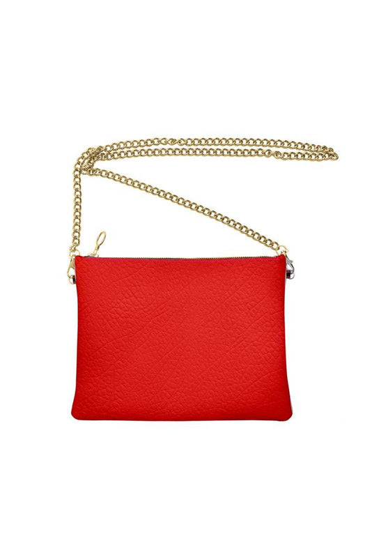 Bright Red Crossbody Bag with Chain - Objet D'Art