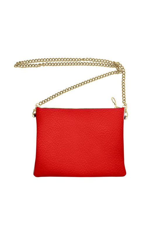 Bright Red Crossbody Bag with Chain - Objet D'Art