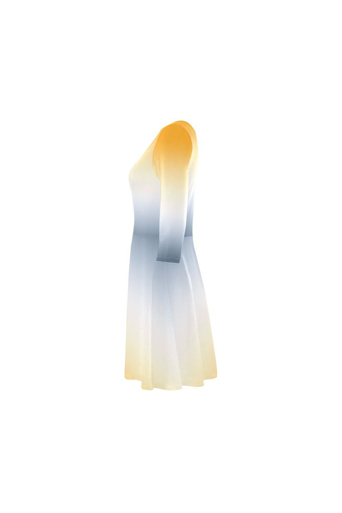 Gold & Blue Ombre 3/4 Sleeve Swing/Sundress - Objet D'Art