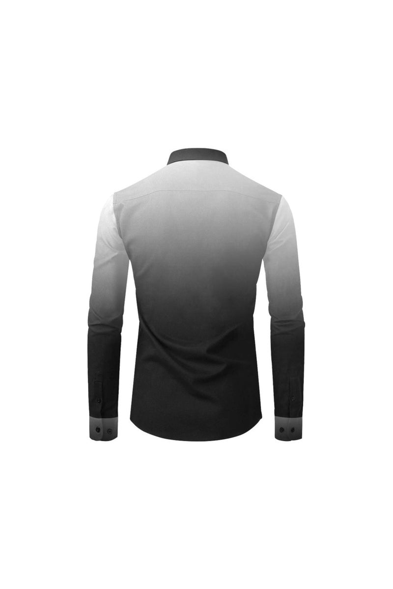 Fade Gray to Black Men's All Over Print Casual Dress Shirt - Objet D'Art Online Retail Store