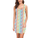 multi colored greek key print Medea Vest Dress (Model D06) - Objet D'Art