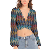 Women's Deep V-Neck Lantern Sleeve Crop Top - Objet D'Art