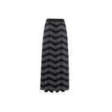 waves8 print High Slit Long Beach Dress (Model S40) - Objet D'Art