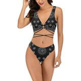 black bandana Cross String Bikini Set (Model S29) - Objet D'Art