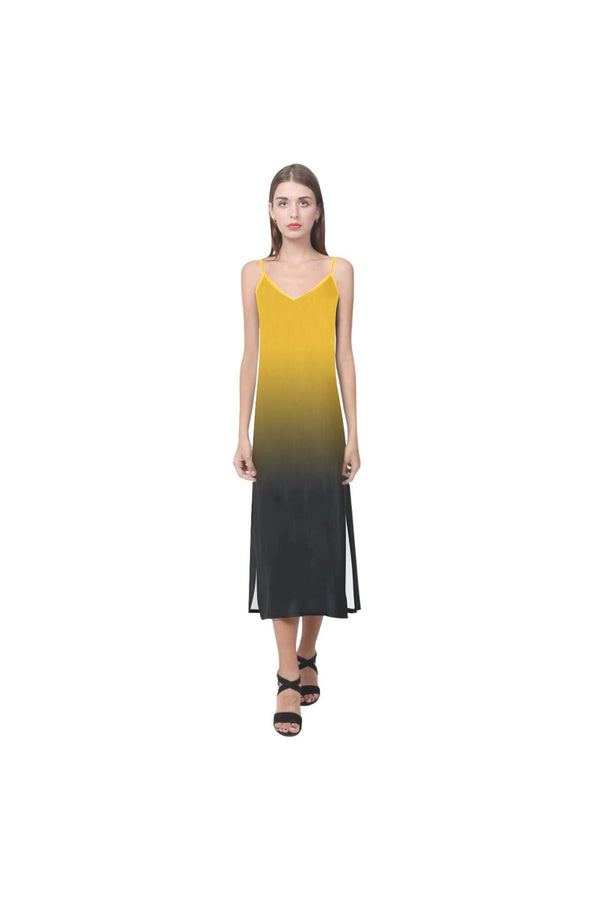 Gradient Grace V-Neck Open Fork Long Dress - Objet D'Art