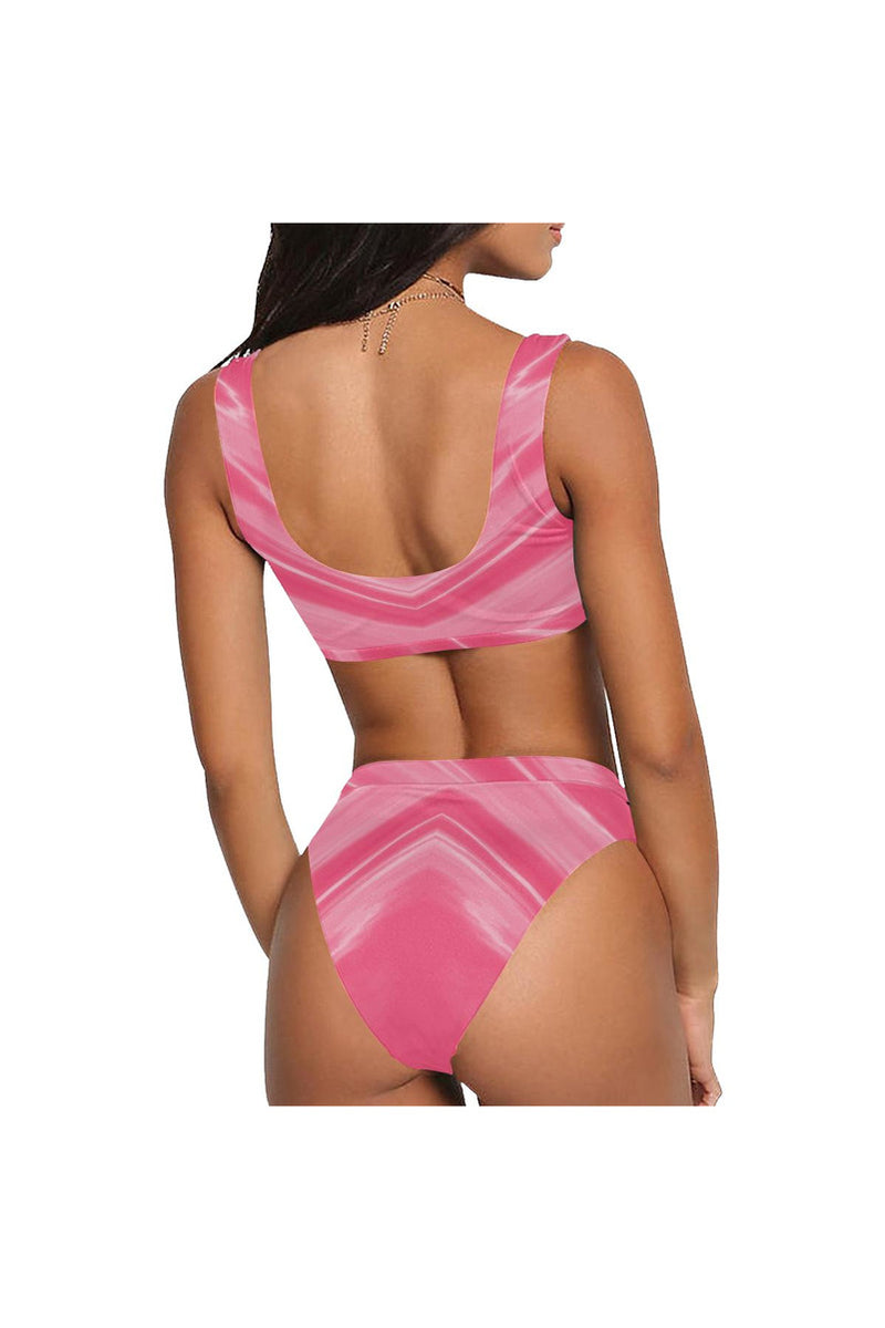 pink 3a Sport Top & High-Waisted Bikini Swimsuit (Model S07) - Objet D'Art