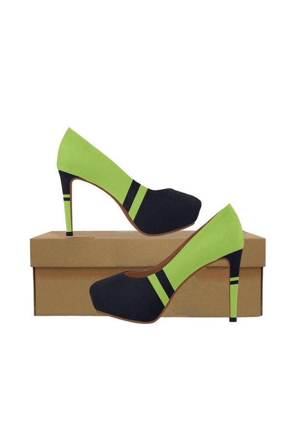 Lime Green & Blue Women's High Heels - Objet D'Art