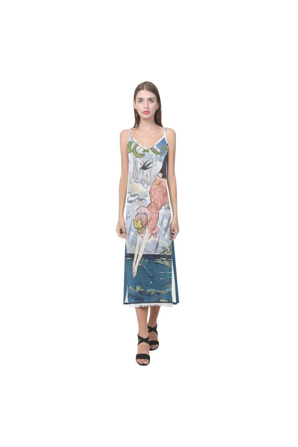 Puck Maine to Florida V-Neck Open Fork Long Dress(Model D18) - Objet D'Art