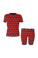 Heart Print Yoga Set Waist Band Women's Short Yoga Set - Objet D'Art