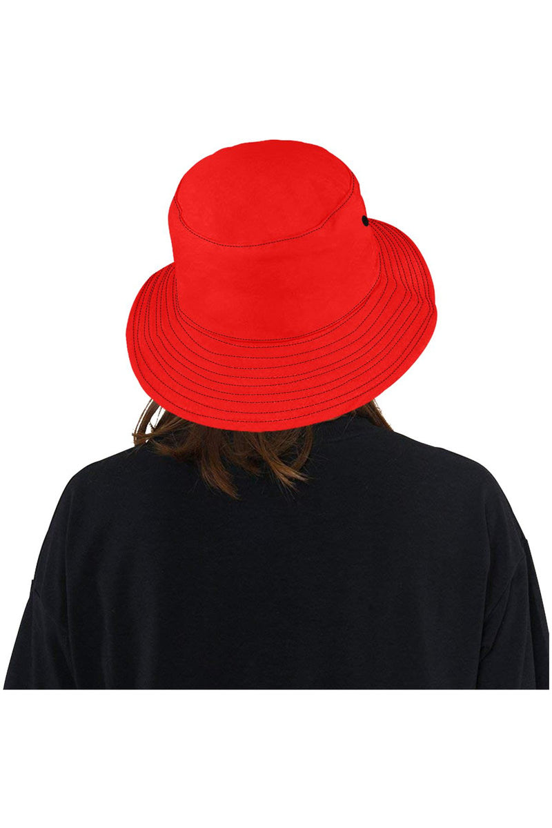 Red Solid All Over Print Bucket Hat - Objet D'Art