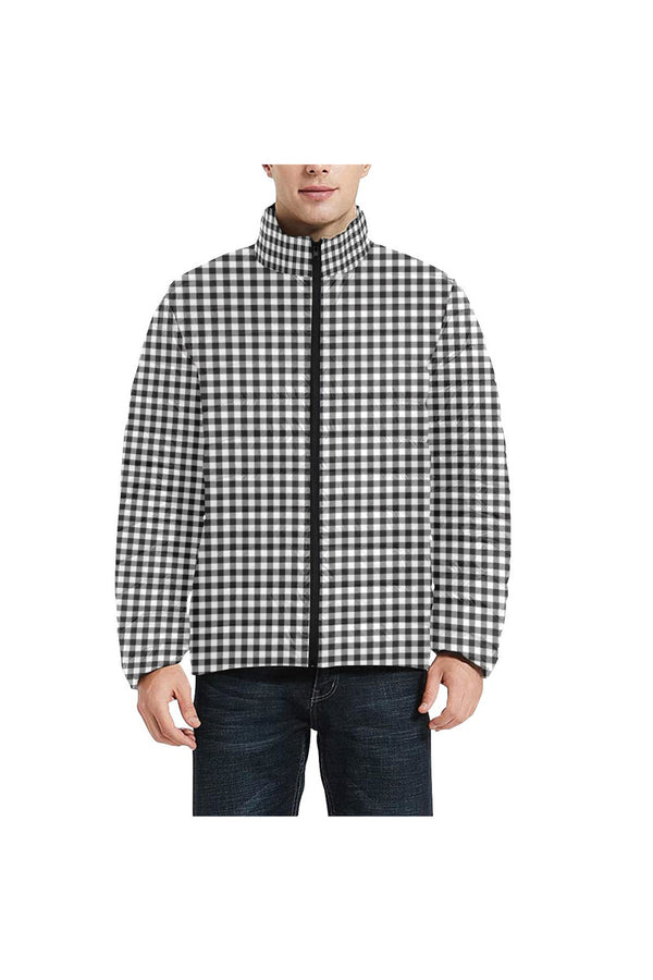 Gingham Men's Stand Collar Padded Jacket (Model H41) - Objet D'Art