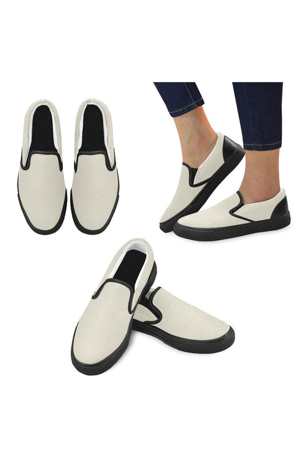 Eggshell Men's Slip-on Canvas Shoes (Model 019) - Objet D'Art