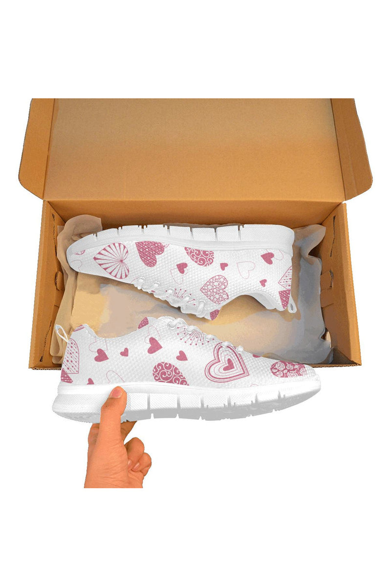 Pink Heart Ombre Women's Breathable Running Shoes - Objet D'Art