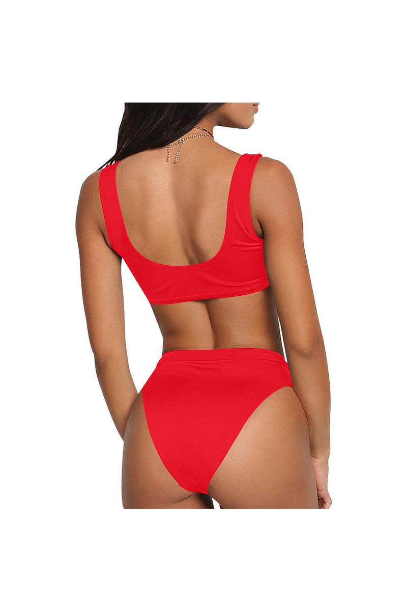 Red Hot Sport Top & High-Waist Bikini Swimsuit - Objet D'Art