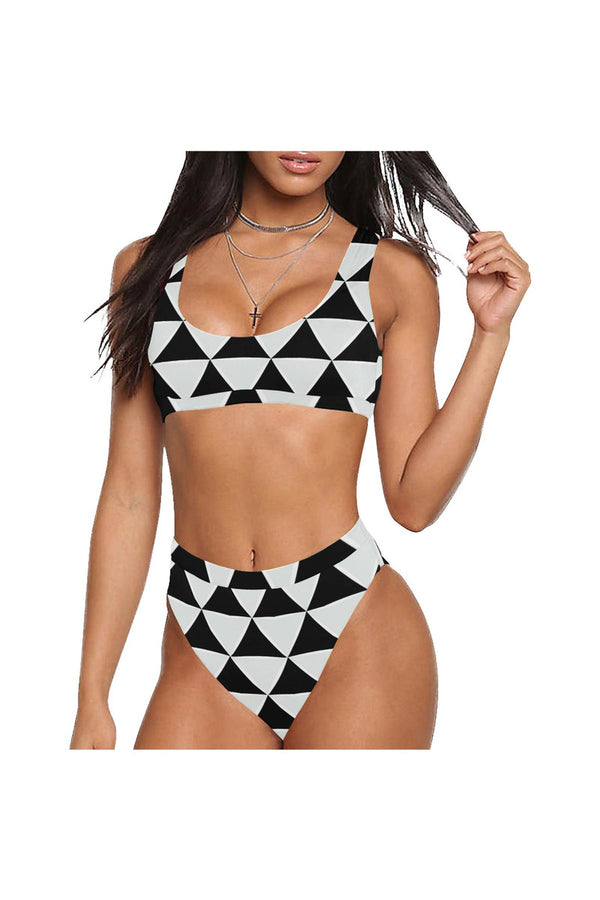 Trigonometric Sport Top & High-Waist Bikini Swimsuit - Objet D'Art