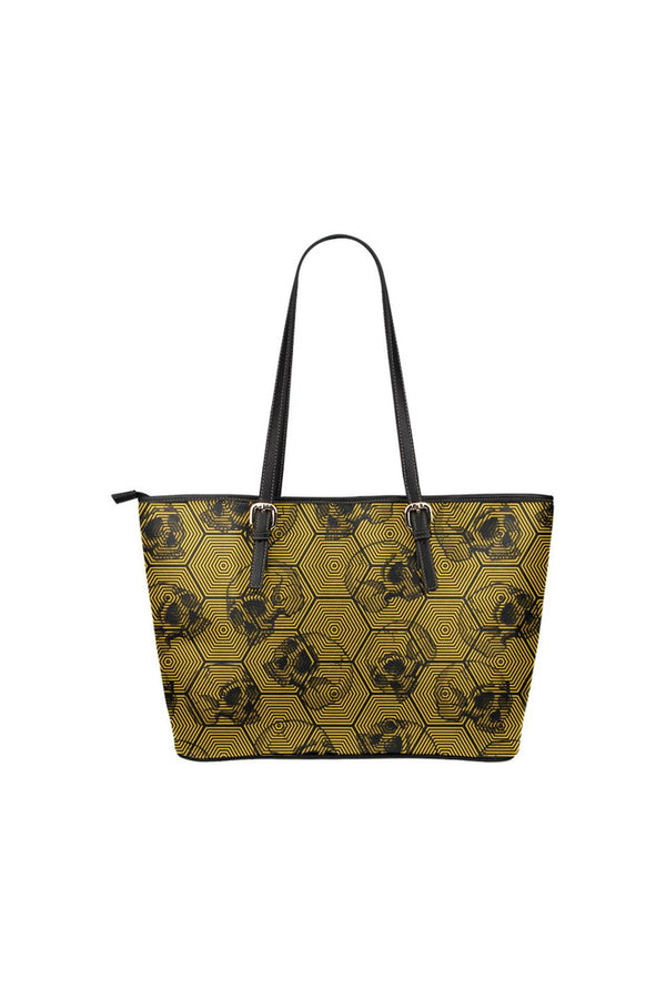 Aspen Gold Skull Print Leather Tote Bag/Small - Objet D'Art