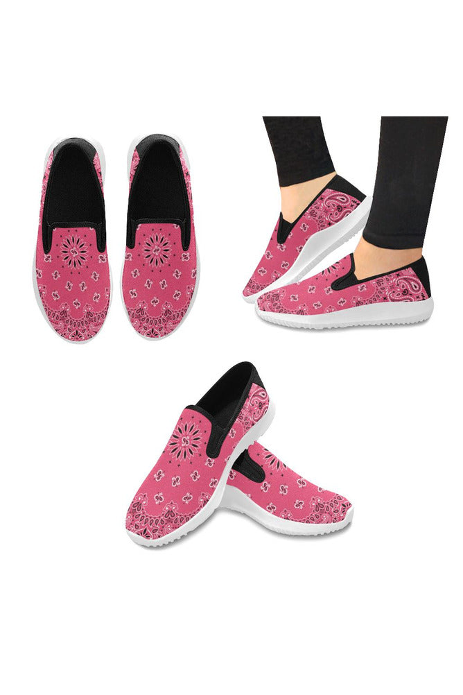 pink bandana Orion Slip-on Women's Canvas Sneakers (Model 042) - Objet D'Art