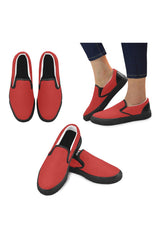 Cherry Red Men's Slip-on Canvas Shoes (Model 019) - Objet D'Art