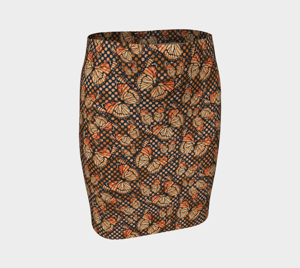 Butterfly Print Fitted Skirt - Objet D'Art
