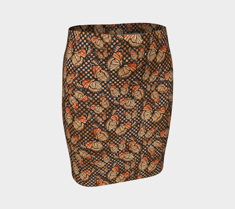 Butterfly Print Fitted Skirt - Objet D'Art