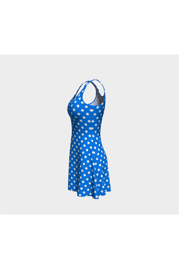 Polka Dot on Blue Flare Dress - Objet D'Art