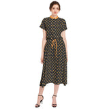 Candy Corn Drawstring Waist A-line Flared Midi Dress - Objet D'Art