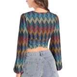 Women's Deep V-Neck Lantern Sleeve Crop Top - Objet D'Art