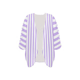 lavender stripes 2 Women's Kimono Chiffon Cover Up (Model H51) - Objet D'Art