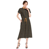 Candy Corn Drawstring Waist A-line Flared Midi Dress - Objet D'Art