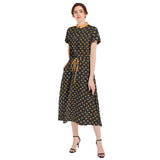 Candy Corn Drawstring Waist A-line Flared Midi Dress - Objet D'Art
