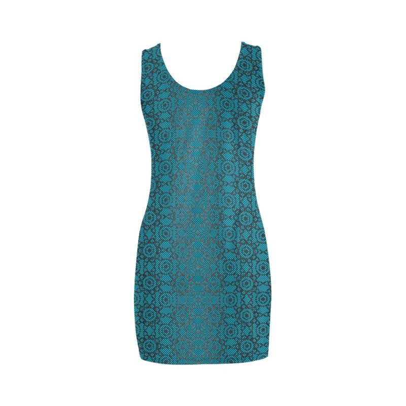 blue skull dress Blue Rose & Skull Gothic Skater Dress M
