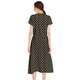 Candy Corn Drawstring Waist A-line Flared Midi Dress - Objet D'Art