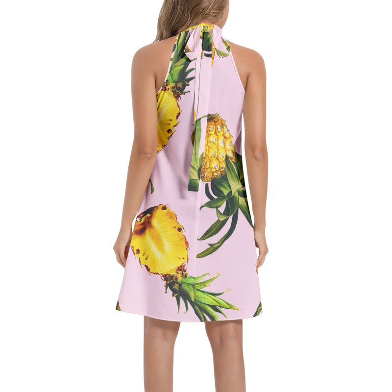 Tie Back Halter Neck Flared Dress - Objet D'Art