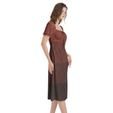 Puff Sleeve Split Thigh Midi Dress - Objet D'Art