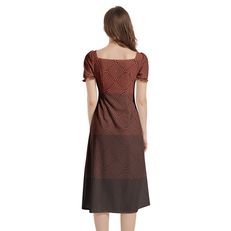 Puff Sleeve Split Thigh Midi Dress - Objet D'Art