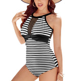black 2 9k Women's High Neck Plunge Mesh Ruched Swimsuit (S43) - Objet D'Art