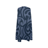 scroll blue print Sleeveless A-Line Pocket Dress (Model D57) - Objet D'Art