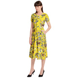 Kaleidoscope fo Butterflies Puff Sleeve Button Through Dress - Objet D'Art