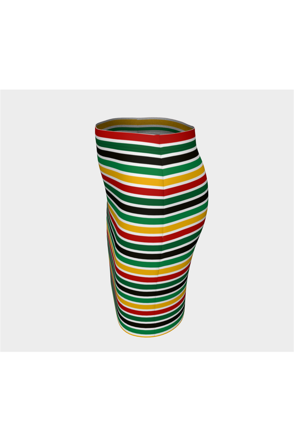 Pan African Stripe Fitted Skirt - Objet D'Art