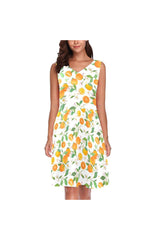 Summer Oranges Chryseis Sleeveless Pleated Dress - Objet D'Art