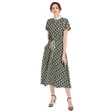 The Answer Drawstring Waist A-line Flared Midi Dress - Objet D'Art
