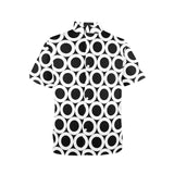 big ohs print Men's Stand-Up Collar Short Sleeve Shirt - Objet D'Art