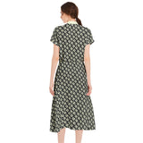 The Answer Drawstring Waist A-line Flared Midi Dress - Objet D'Art