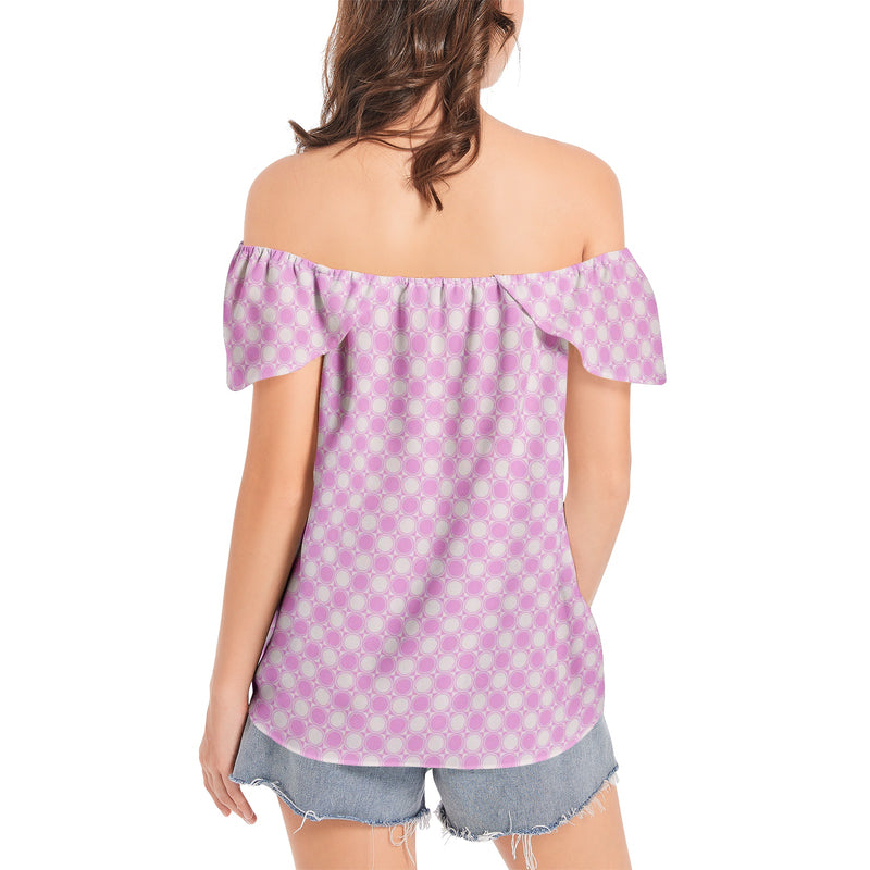 Pink Dots Women's Off The Shoulder Top - Objet D'Art