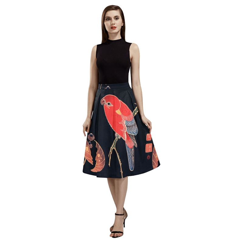 Parrot Play Mnemosyne Women's Crepe Skirt (Model D16) - Objet D'Art