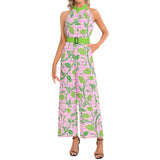 Halter Neck Buckle Belted Jumpsuit - Objet D'Art
